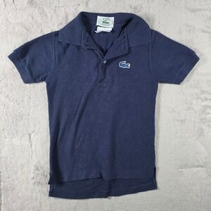 Izod Lacoste Polo Shirt Kids 5 Navy Blue Vintage Short Sleeve Crocodile Logo